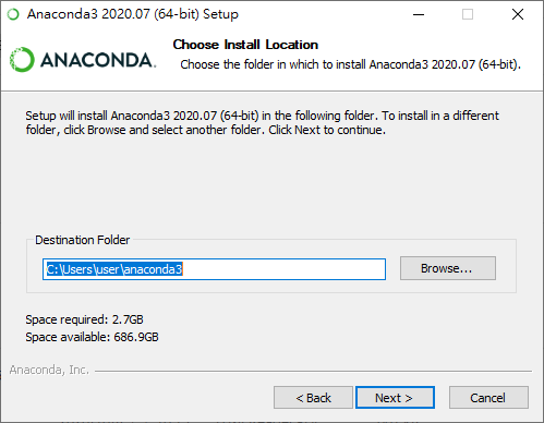 選擇安裝 Anaconda 的位置