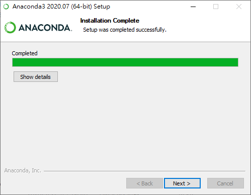 結束安裝 Anaconda