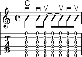 用 LilyPond 模擬吉他長刷